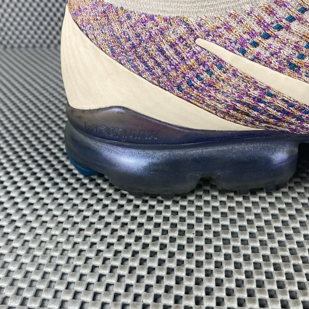 Nike Air VaporMax Flyknit 3 Running Shoes Womens 11 Cream Purple Logo Lace Up - Picture 8 of 12